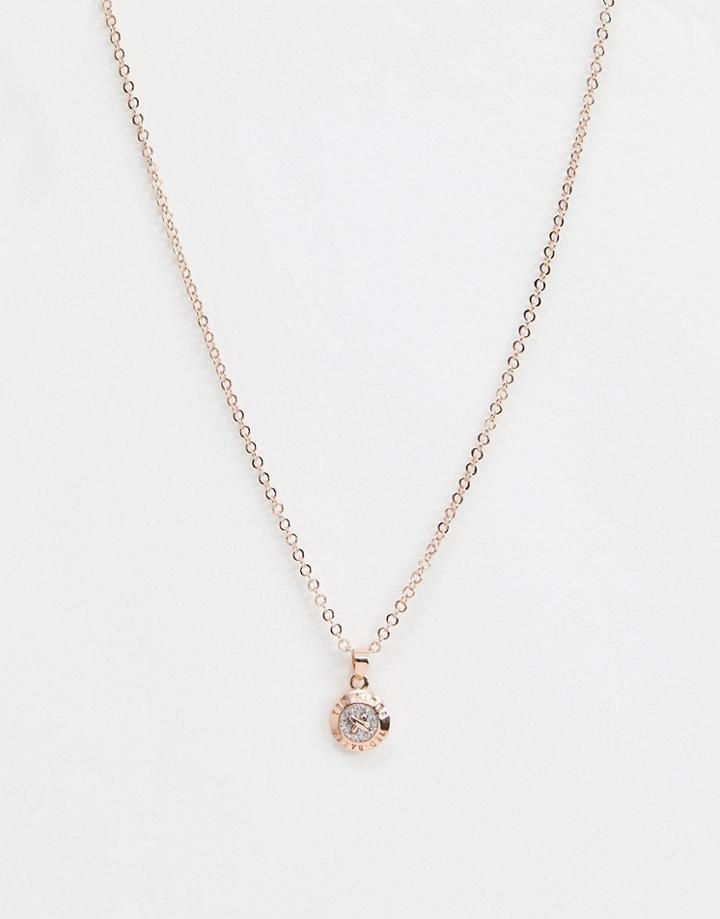 Ted Baker Elvina Enamel Glitter Mini Button Pendant Necklace-gold