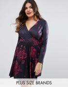 Club L Plus Floral Wrap Skater Dress - Multi
