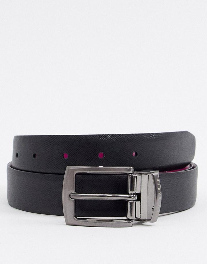 Ted Baker Queue Reversible Leather Belt-black