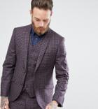 Heart & Dagger Slim Suit Jacket In Check Tweed - Gray
