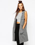 Monki Utility Pocket Detail Sleeveless Jacket - Black