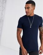Asos Design Organic Blend Muscle Fit T-shirt With Crew Neck In Navy