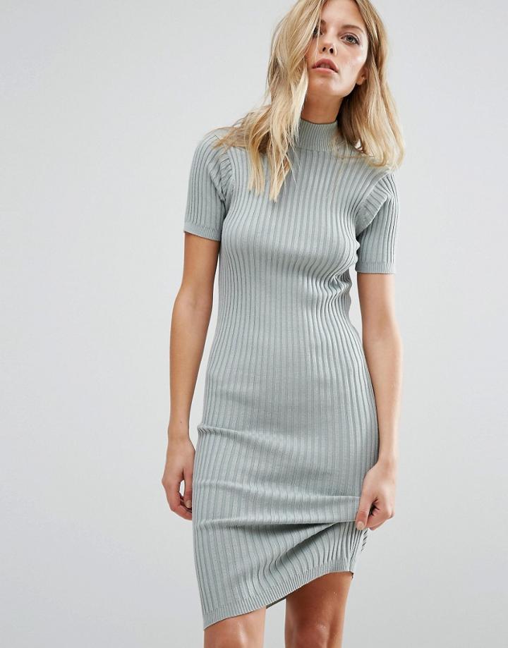 Noisy May Knit Ribbed Sweater Dress - Blue
