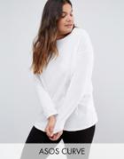 Asos Curve Ultimate Long Sleeved Tunic Oversized T-shirt - White