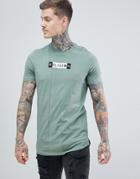 Religion Muscle Fit T-shirt With Front Panel In Green - Green