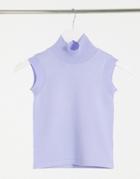 Heartbreak Knitted High Neck Crop Top Co-ord In Cornflower Blue-blues