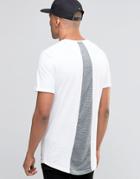 Jack & Jones Longline Curved Hem T-shirt With Back Panel Inlay - White