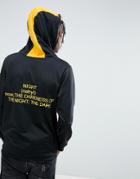 Night Addict Back Embroidery Hoodie - Black