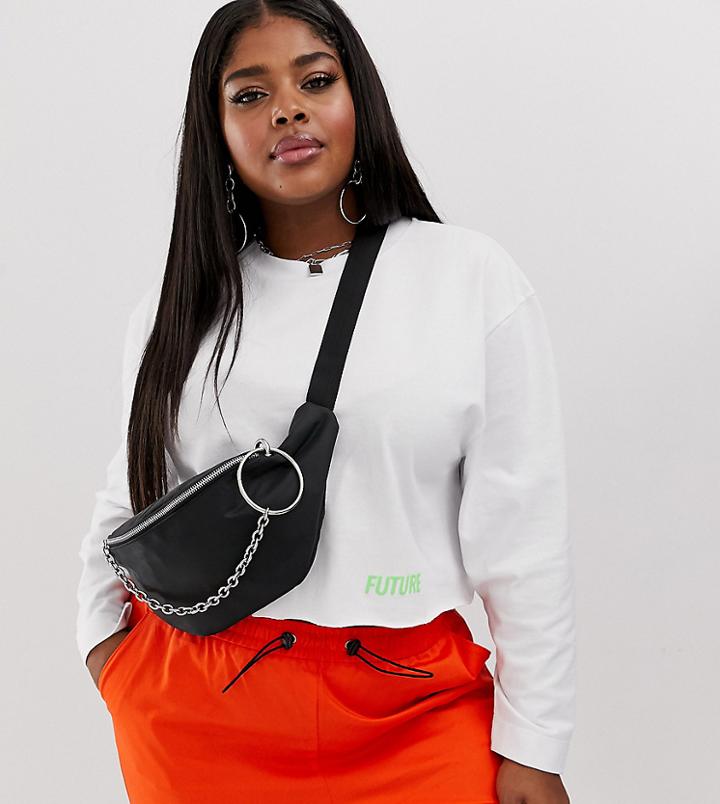 Asos Design Curve Ring Chain Fanny Pack-black