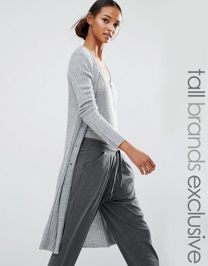 Daisy Street Tall Longline Cardi - Gray