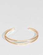 Asos Sleek Flat Face Double Row Cuff Bracelet - Gold