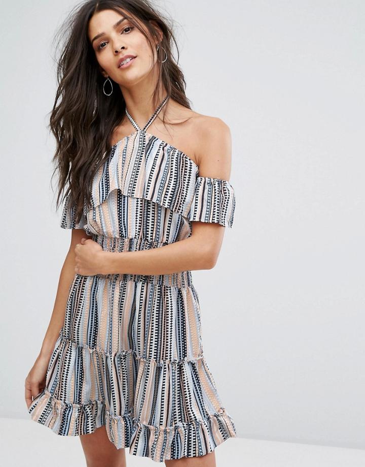 Vero Moda Printed Bardot Sun Dress - White