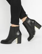 Asos Evermore Metal Detail Ankle Boots - Black