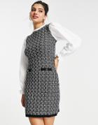 Lipsy Knit And Woven Shirt Dress In Check-multi