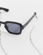 Asos Design Slim Sunglasses Chain With Crosses In Burnished Silver Tone