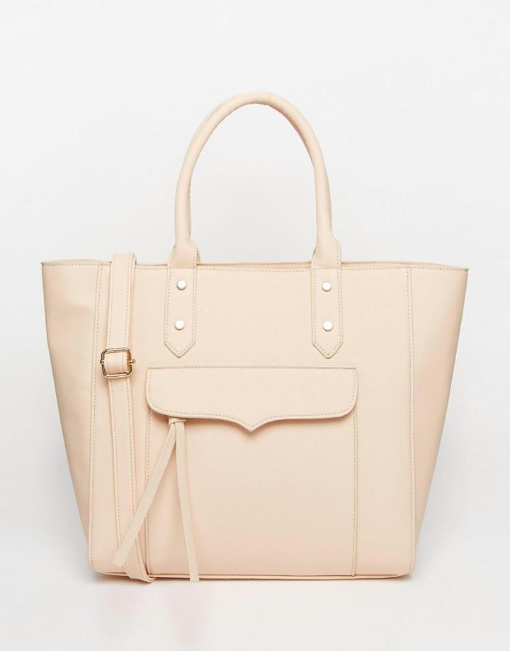 Asos Zip Pocket Tote Bag - Mink