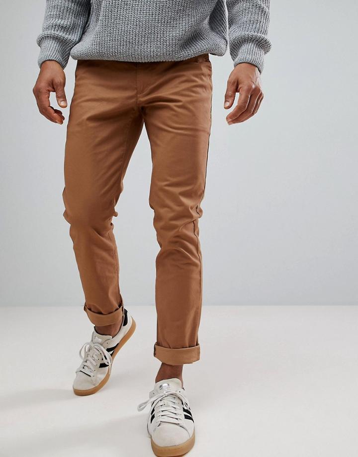 Farah Elm Slim Fit Chino In Camel - Tan