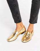 Asos Movement Leather Loafers - Gold