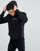 Boohooman Hoodie With Man Embroidery In Black - Black