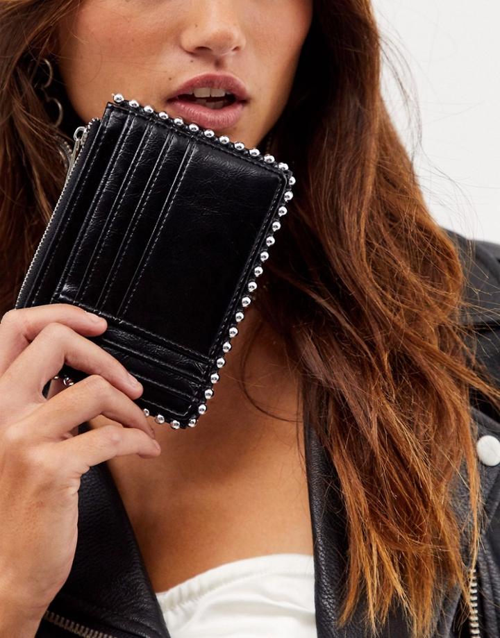 Asos Design Ball Edge Purse With Cardholder-black