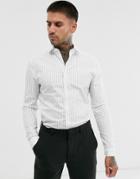 Asos Design Skinny Fit Stripe Work Shirt In White & Navy
