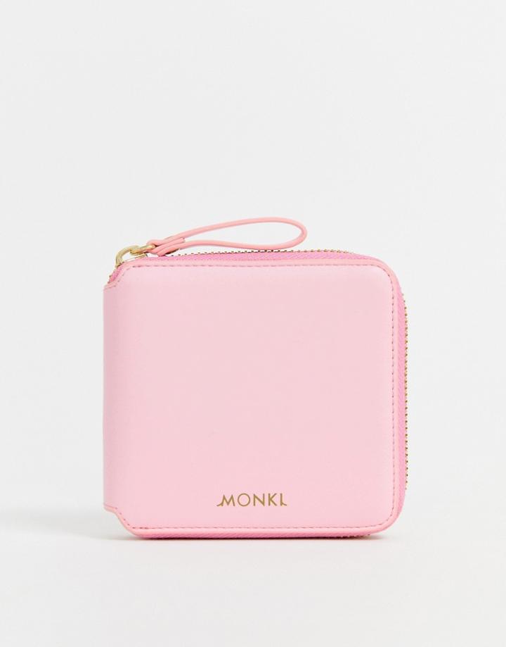 Monki Zip Around Wallet In Light Pink - Pink