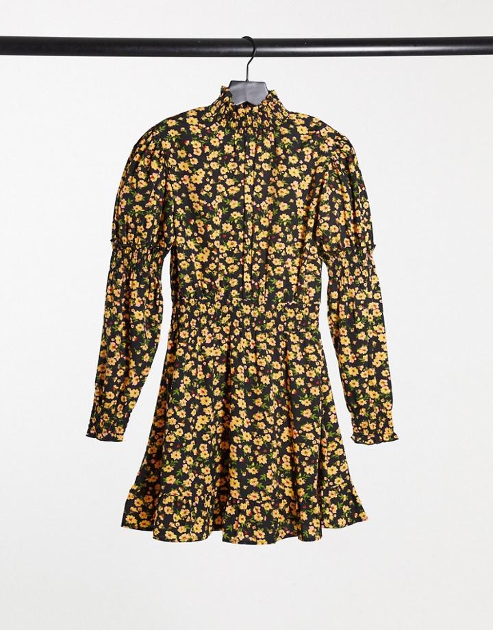 Influence High Neck Mini Dress In Floral Print-multi