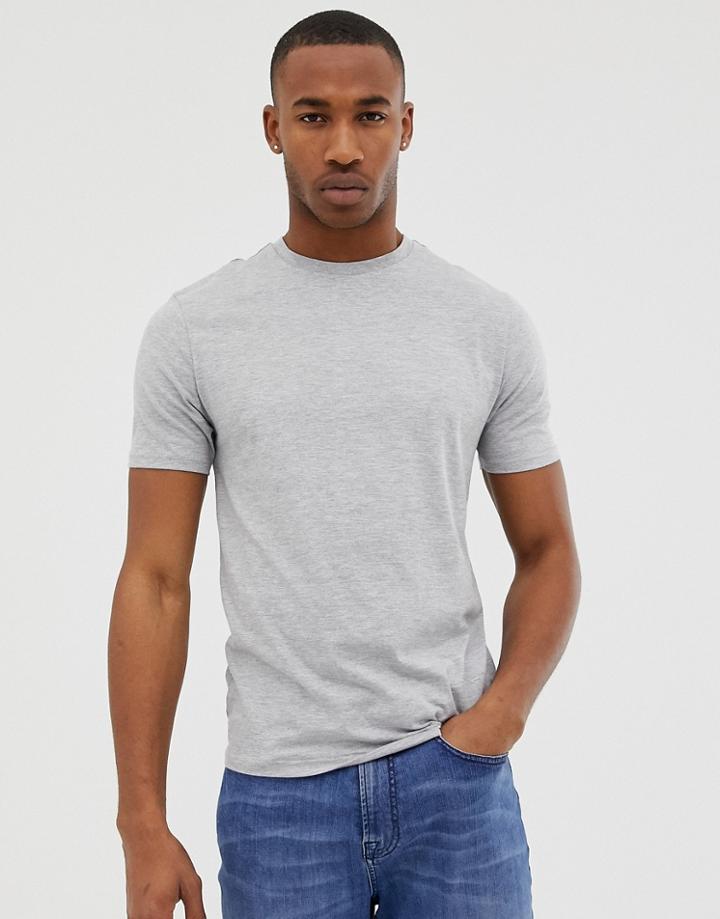River Island Slim Fit T-shirt In Gray Marl - Gray