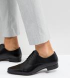 Asos Wide Fit Oxford Shoes In Black Leather With Toe Cap - Black