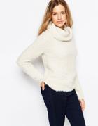 Brave Soul Chunky Knit Cowl Neck Sweater - Sheep