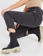 Na-kd Chunky Sole Contrast Boots In Black And Beige-multi