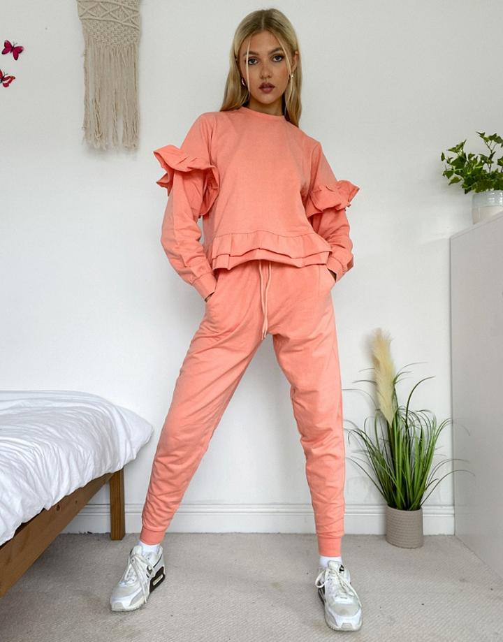 Influence Set Sweatpants In Peach-orange