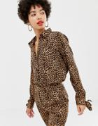 Na-kd Blouse With Tie Sleeves In Leopard Print - Multi
