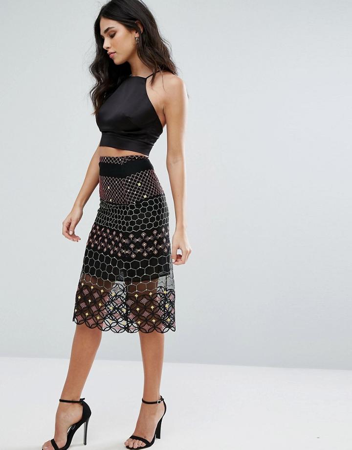 Little White Lies Tess Multicoloured Skirt - Black