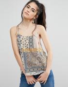 Only Nova Patchwork Floral Strappy Cami - White