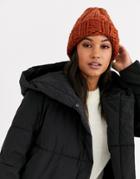 Asos Design Chunky Knit Beanie In Tobacco-brown