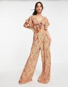 Asos Design Two-piece Wide Leg Pants In Floral Print-multi