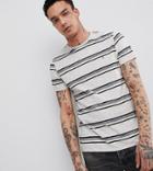 Heart & Dagger Standard Fit Striped T-shirt In Textured Nep Fabric - White