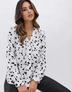 Asos Design Long Sleeve Blouse With Pocket Detail In Splodge Print