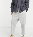 Asos Design Drop Crotch Chinos With Elasticized Waist In Light Gray-grey