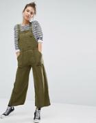 Pull & Bear Wide Leg Cargo Style Jumpsuit - Green