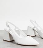 Asos Design Wide Fit Sydney Slingback Mid Heels In White