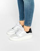 Daisy Street White Irridescent Platform Sneakers - White