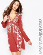Asos Tall Swing Dress With Embroidered Trims - Multi