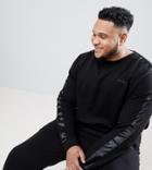 D-struct Plus Crew Sweat With Satin Arm Stripe - Black