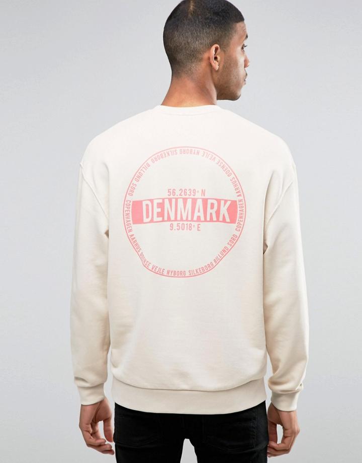 Asos Oversized Sweatshirt With Denmark Print - Beige