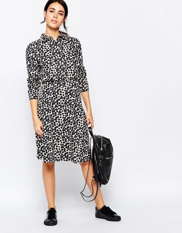 Ichi Spot Print A Line Skirt - Rose Dust