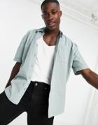 New Look Short Sleeve Boxy Shirt In Light Green-blues