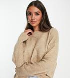 Only Tall High Neck Oversized Sweater In Beige-neutral