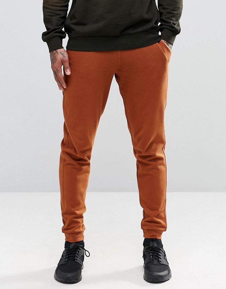 Asos Skinny Joggers In Brown - Leather Brown